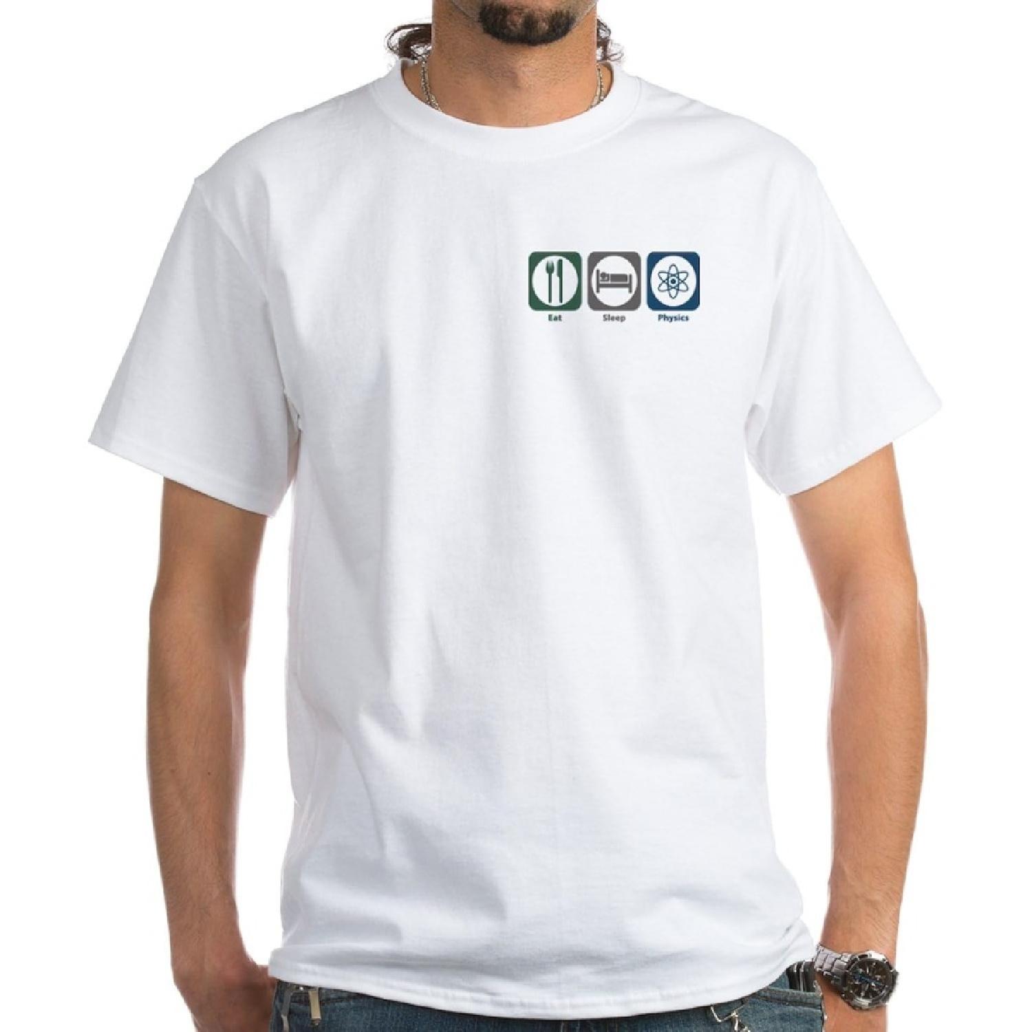 CafePress Eat Sleep Physics White T Shirt Men s 100% Cotton, Classic Graphic White T-Shirt XXXXXL белый