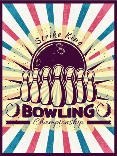 Metal plaque vintage retro style Bowling Championship Classic tin door signAluminum 20x30cm（7.8x11.8inch）