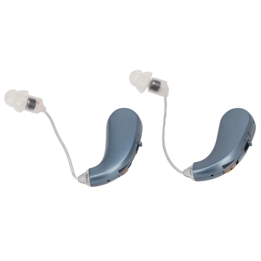 2PCS Digital Sound Enhancer Rechargeable Sound Hearing Device with Noise Cancelling for Seniors Adults Hearing Loss Blue
