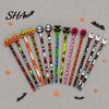 Creative Graffiti Pencils 12 Pcs Halloween with 3D Skull Ghost Pumpkin Cat Erasers, Erasers Wood Bulk for Goodie Bags, School Classroom Rewards