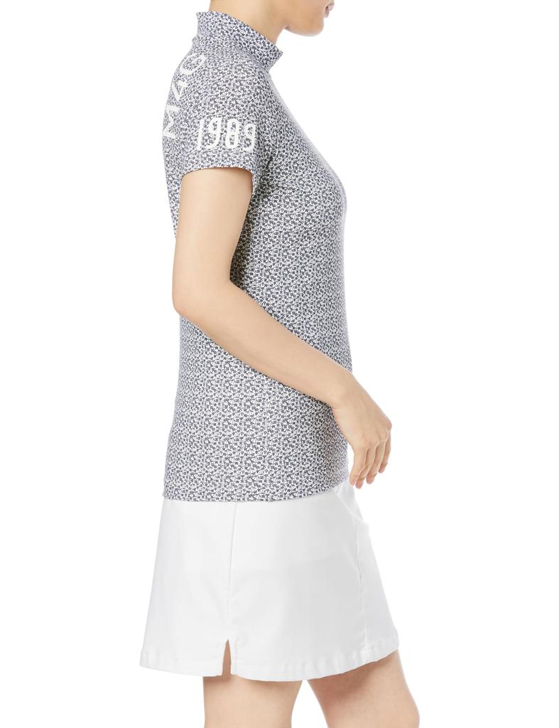 Shirt Small Flower Golf Innerwear X Navy 2 [PEARLY GATES] Women's Short-sleeved High-neck (Iris Pattern, Reversible) / / 053-4167405 031_White [L]