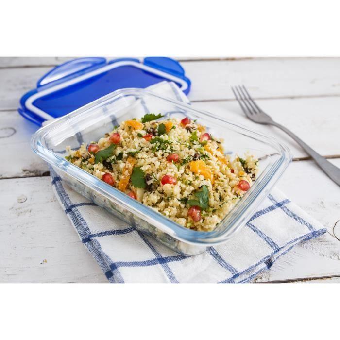 Lot de 3 Lunch Box - PYREX - Cook &amp; Go - Verre - Rectangulaire - Couvercle hermétique - 0,8 L