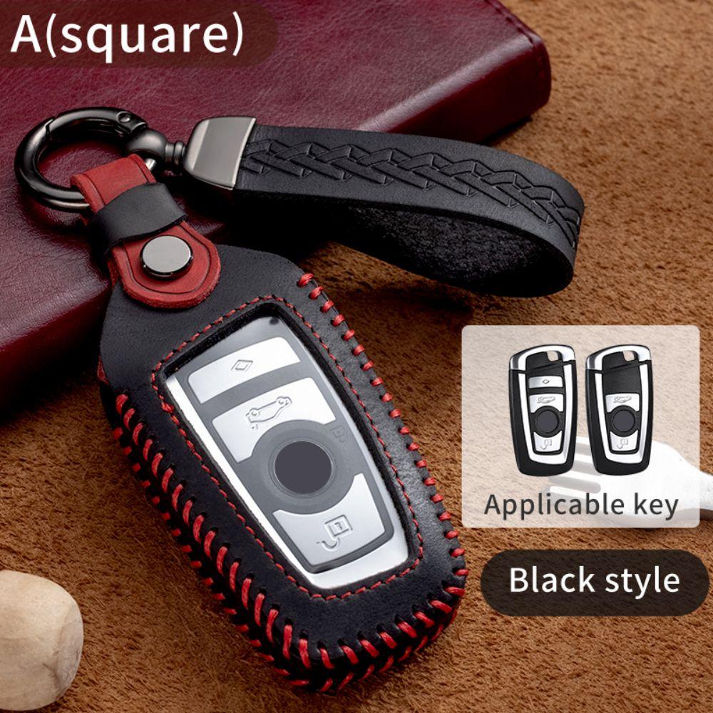 Leather Car Key Case Smart Remote Fob Protector Cover Keychain Holder for BMW 1 2 3 4 5 6 7 Series X1 X2 X3 X4 X5 X6 X7 GT M5 M6