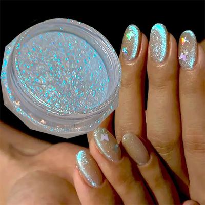 1 Pohár Rozprávkový Modrý Ľad Priehľadný Prášok na Nechtové Umenie Vysoko Lesklý Trblietavý Nechtový Pigment Manikúra Aurora Prášok Vtierací Prach
