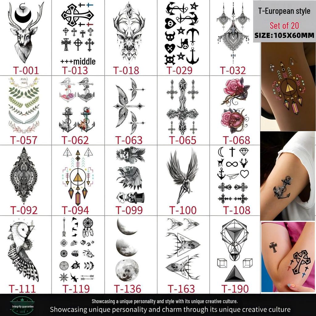 Adorable Waterproof & Sweatproof Cartoon Tattoo Stickers, Colorful Temporary Tattoos, Cross-Border Bestsellers