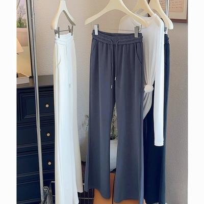 Gray Versatile Thin Pants Women's Casual Pants Spring and Summer New Drawstring Elastic High-waisted Trousers
