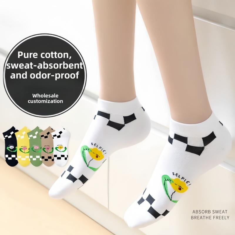 

5 Pairs of Women s Summer Thin New Pure Cotton Anti Odor Socks 5 Pairs белый