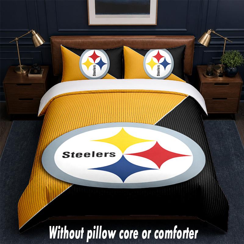 Pittsburgh Steelers Design Bed Bedding Set 1 Duvet Cover + 2 Pillowcases Soft Breathable Household Bed Linens
