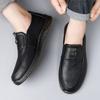 Cow tendon sole men's leather shoes summer hollow breathable soft sole driving casual shoes soft surface soft sole business shoes