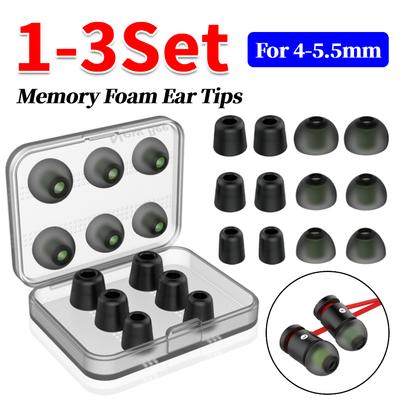 1-3Set Memory Foam Ear Tips with Case Noise Isolating Ear Buds Pads Cushion Ear Bud Tips for In Earphone Headphones Accessories