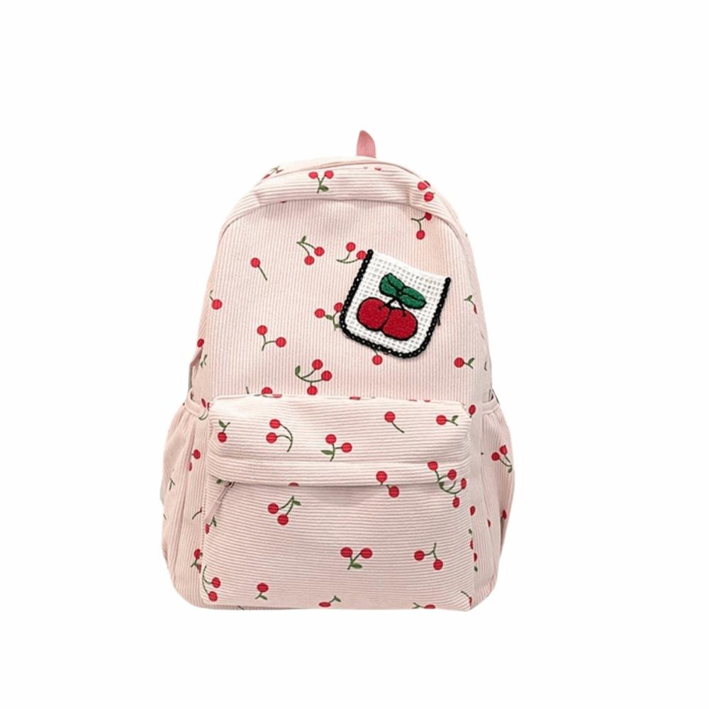 

Durable Canvas Girls Backpack Versatile Large Capacity Students Schoolbag Lightweight Travel Rucksack For High School Students розовый