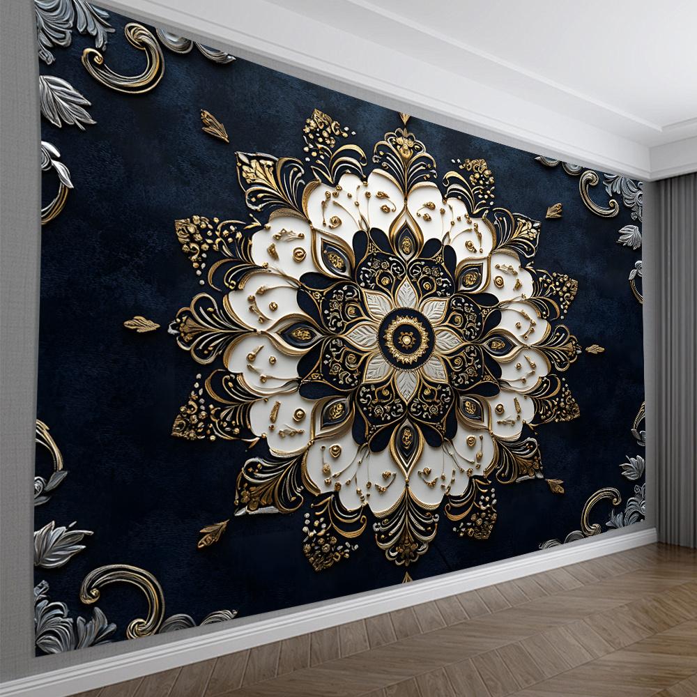 1pc Vintage Mandala Floral Tapestry Wall Hanging, Wall Art for Living Room, Bedroom, Office, Party Decoration, Polyester