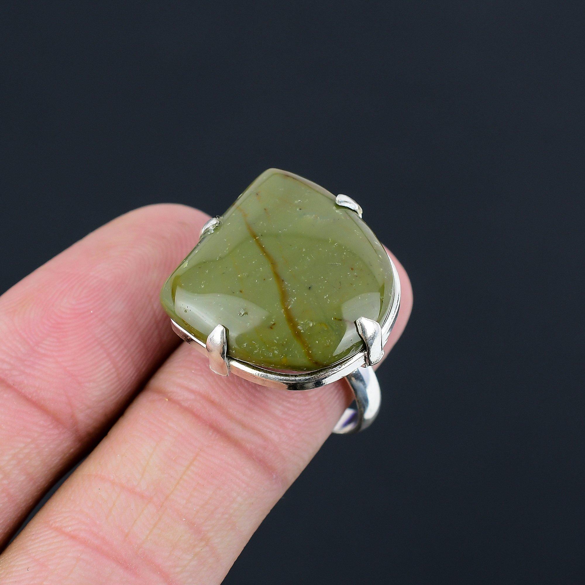 Gift For Her 925 Silver Natural Polychrome Jasper Stackable Ring Size 8.5 8.5