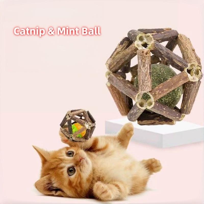 Catnip Silvervine Feather Galls Raffia Toys for Cats, Teething Stick Chew Toys Interactive Cat Teaser Wand Plaything
