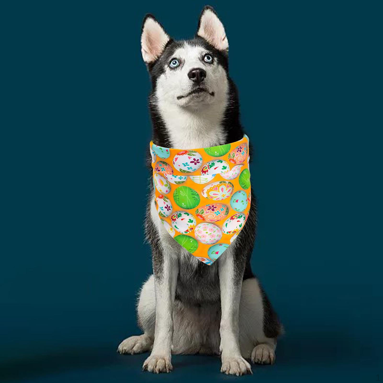 Bandana Soft Bib Pet Saliva Towel Neckerchief Triangle Scarf for Medium to Large Dogs Festival Easter Eggs