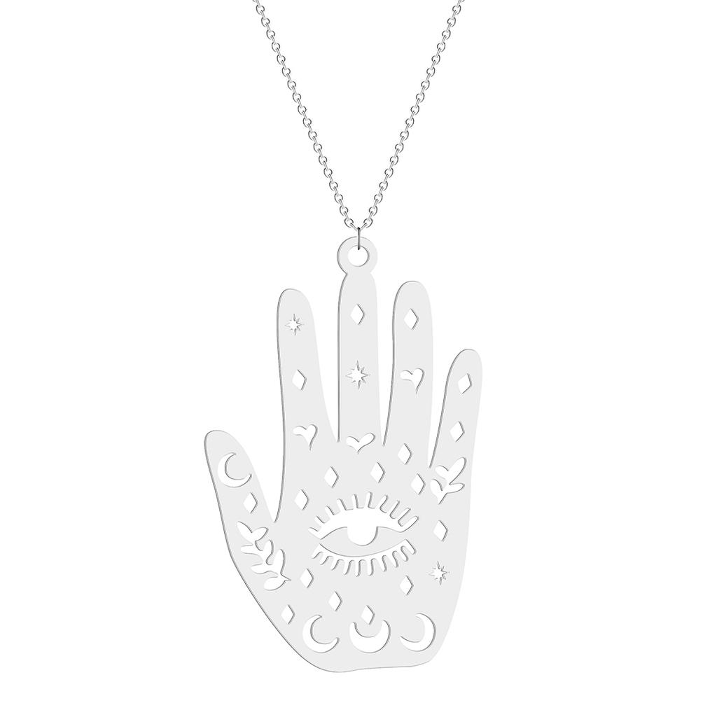 Kinitial Janeiro Stainless Steel Third Eye Jewelry, Hand Evil Eye Jewelry Pendant, Palmistry Jewelry Necklace Pendant Wholesale