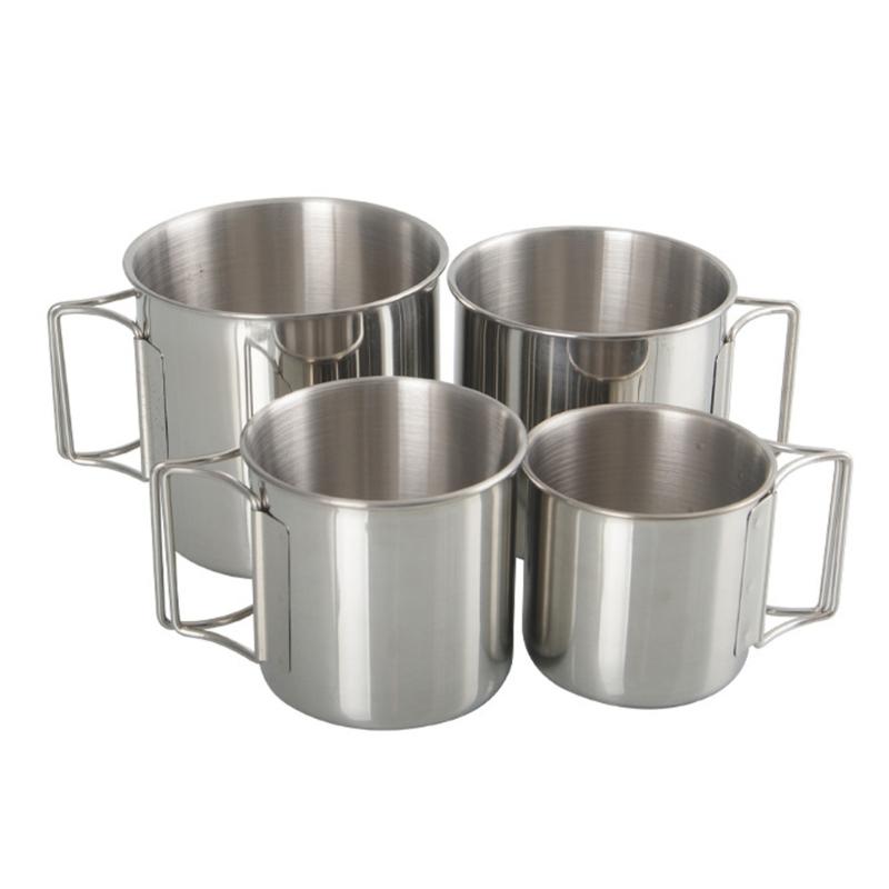 4Pcs Stainless Steel Camping Cup Coffee Wine Cup Outdoor Water Stackable Lightweight Camping Tableware Supplies