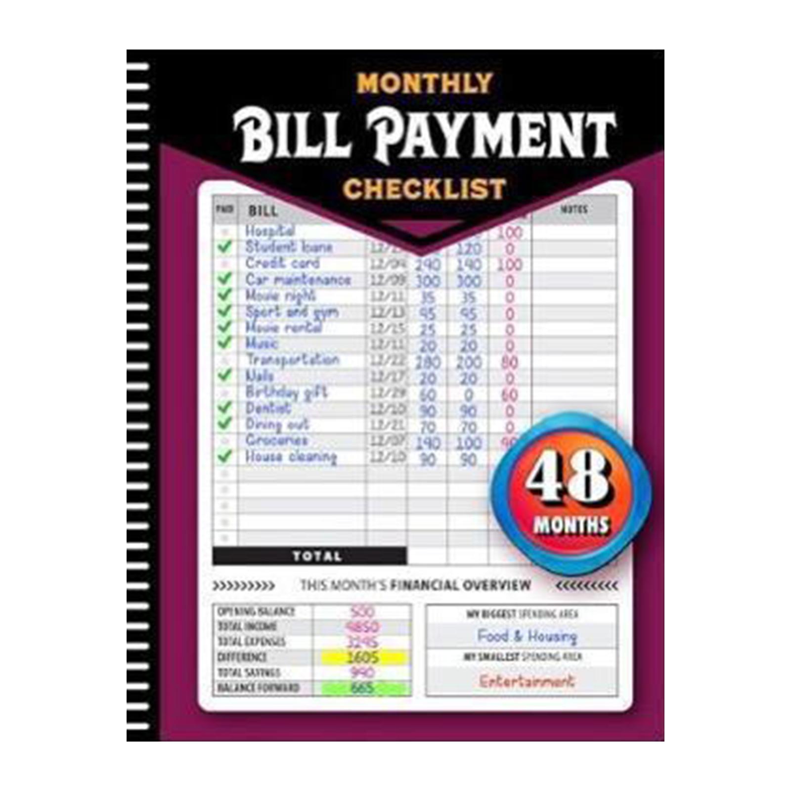 

Monthly Bill Payment Checklist: Bill Trackers Notebook, The 4-Year Guide For Families & Money Managers, 960 Billing Records Included! One Size червоний