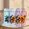 1PC Splash Art Tiger Head 750ml Color Plastic Sports Water Bottle Leakproof Flip Straw Lid Suitable for Sports Office Home Use
