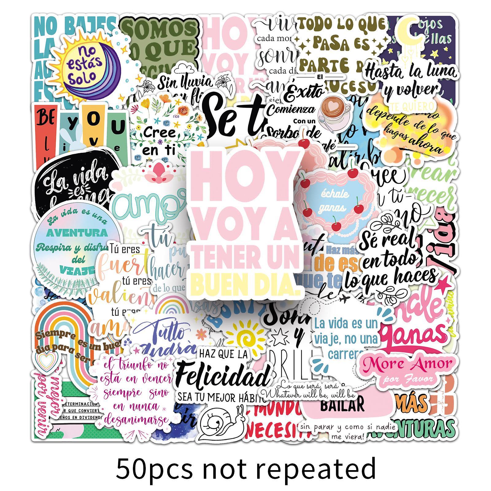 50 Inspirational Spanish Graffiti Stickers: Personalized Text Phrases for Phones and Water Bottles