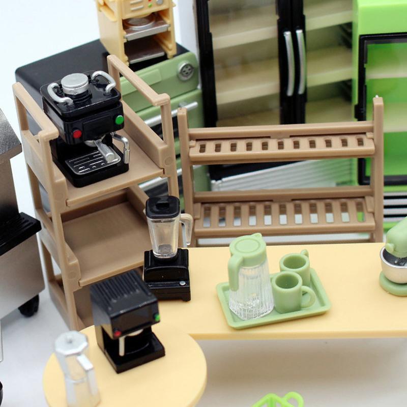 Dollhouse Grid Space Mini Coffee Pot Micro Scene Model DIY Kitchen Family Toy Doll Girl Gift Dollhouse Furniture Accessories