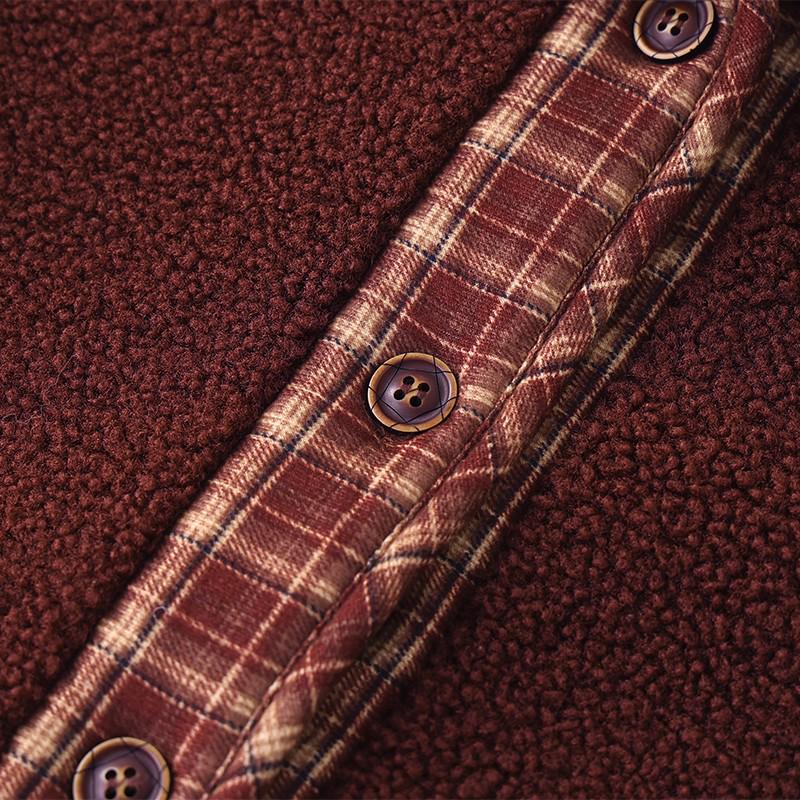 Women's Plaid Patchwork Fleece Lapel Jacket Cardigan – New Spring Arrival