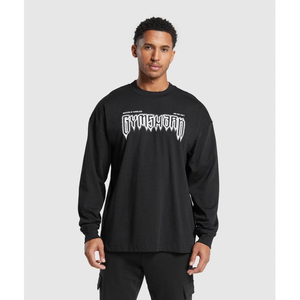 

Футболка GYMSHARK Masters of Our Craft с длинным рукавом, черная A5A4G BB2J