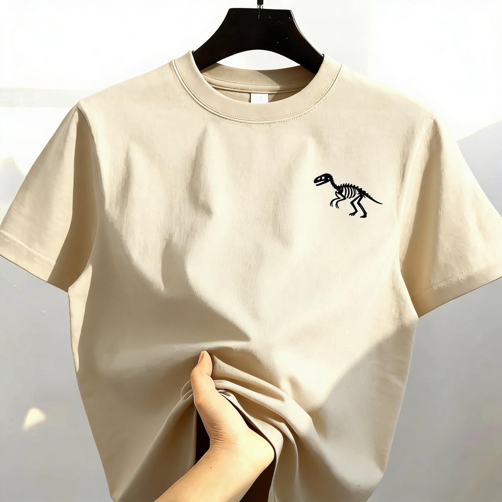 Summer Fashion Loose and Casual Sporty Style Y2K Mens Tshirt Interesting Little Dinosaur Highquality Pure Cotton Top