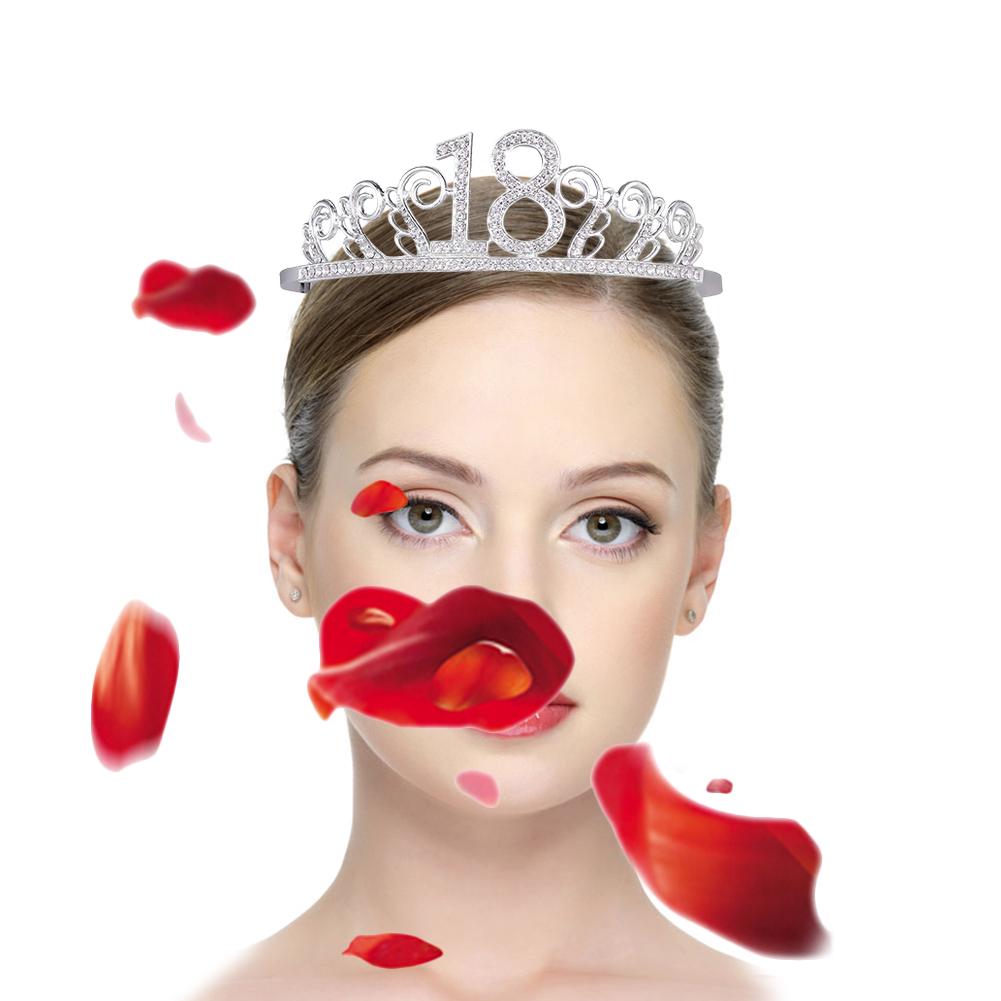 Buy 2018 Birthday Crown Digital Hat Rhinestone Hair Accessories