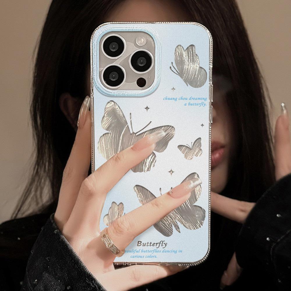 Feather Luster Phone Case for Samsung A53 A14 A33 A12 A32 S24 S23 Plus S20 S21 FE for iPhone 17 15 16 13 Pro 17 16 Pro Max Butterfly Bow Phone Case