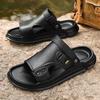 Summer New Shoes for Men Fashion Leather Sandals Dual Purpose Casual Slipper Slip-on Beach Shoes