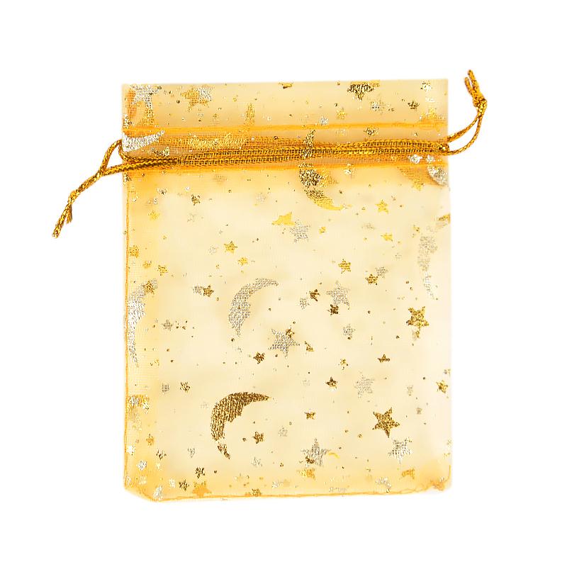 

50 шт. Месяц Звезда Мешочки из органзы на кулиске Рамадан Украшение Ид Мубарак Упаковка для подарков Шарм Мешочек для ювелирных изделий Свадебные принадлежности 9x7cm золотой