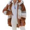 Cappotto invernale da donna, color block, maniche lunghe, cardigan con cerniera, vestibilità larga, caldo, peluche, taglie forti, giacca da donna, abbigliamento invernale
