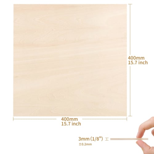 Dofiki 25pcs 3mm Birch Plywood, 400 x 400 x 3mm Plywood Boards for Laser Cutting and Engraving, Wood Burning DIY, 3mm Birch Sheets, 1/8" x 15.7" x 15.