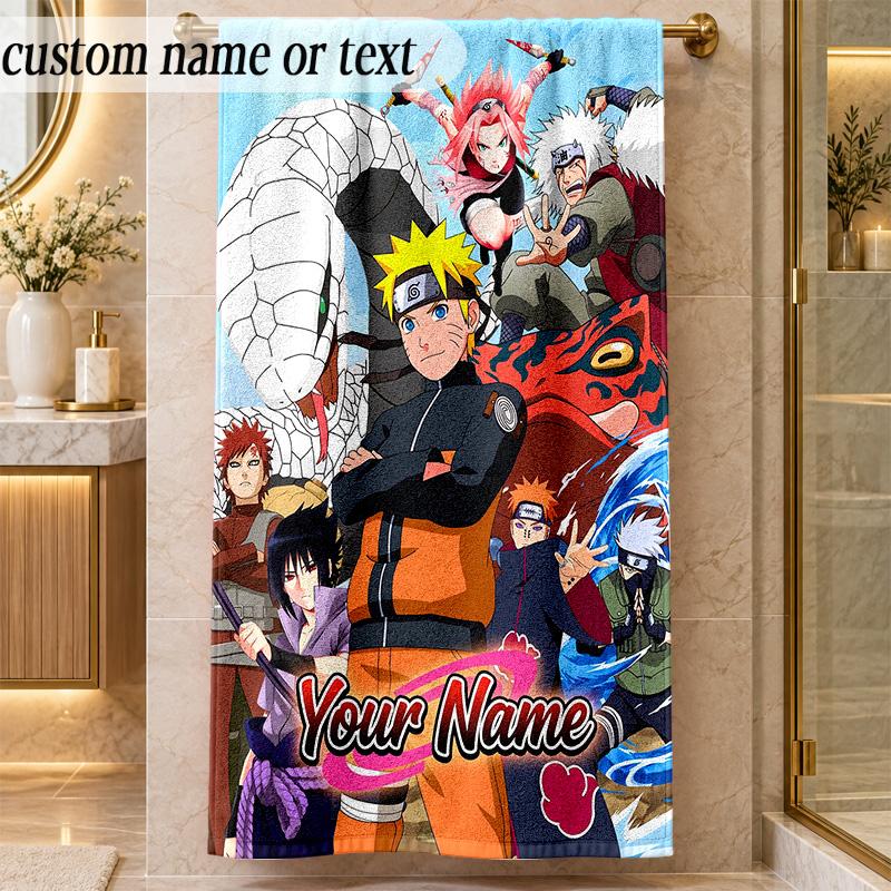 Beach TowelNaruto Custom Name Text Personalized Soft Towel for Beach Pool Indoor Home Decor Gift