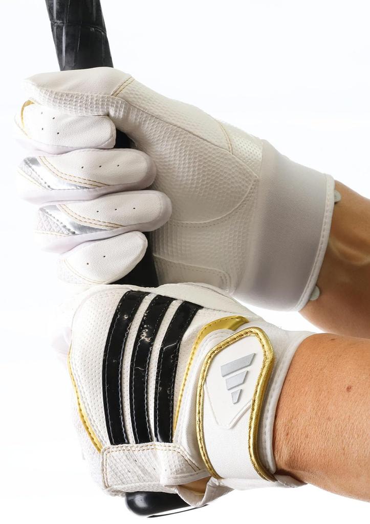 Adidas Batting Gloves BASIC White X Gold L LBG405 Baseball/Softball