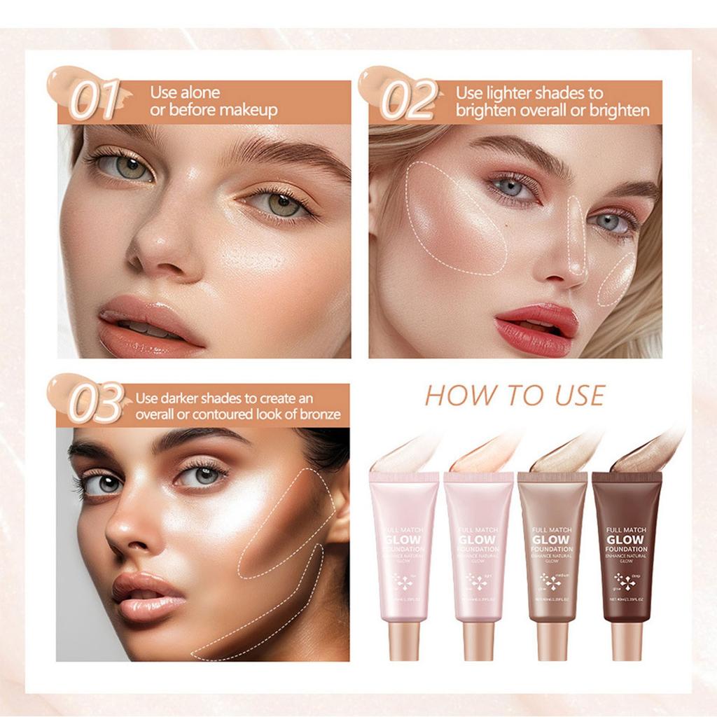 Aufhellende flüssige Foundation Natürlicher Concealer Lang anhaltendes Make-up ohne Absetzen Konturierender Highlighter Flüssig