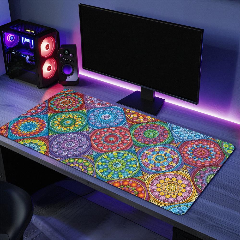Art Vibrant Mexican Ethnic Flower S Mouse Pad Large Desk Mat Keyboard Ergonomic Office Rubber PC Nonslip Antifray Home Custom
