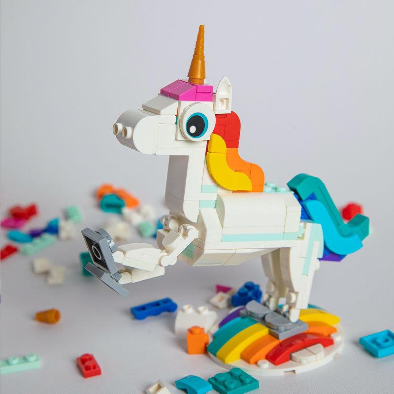 

Строительный блок единорог, маленький строительный блок из частиц, игрушка-головоломка, культурная и креативная модная INS ветер, принцесса, строительный блок, орнамент