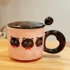 New Birthday Gift for Girls Cute Cat Cup Ceramic Mug with Lid Practical Souvenir Gift Box