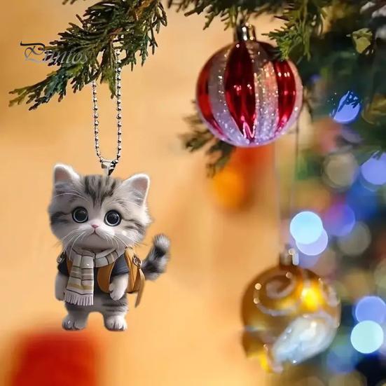 Cat Animal Pendant Hanging Ornament with Lanyard Easy To Hang Realistic Looking Adorable Animal Rearview Mirror Ornament