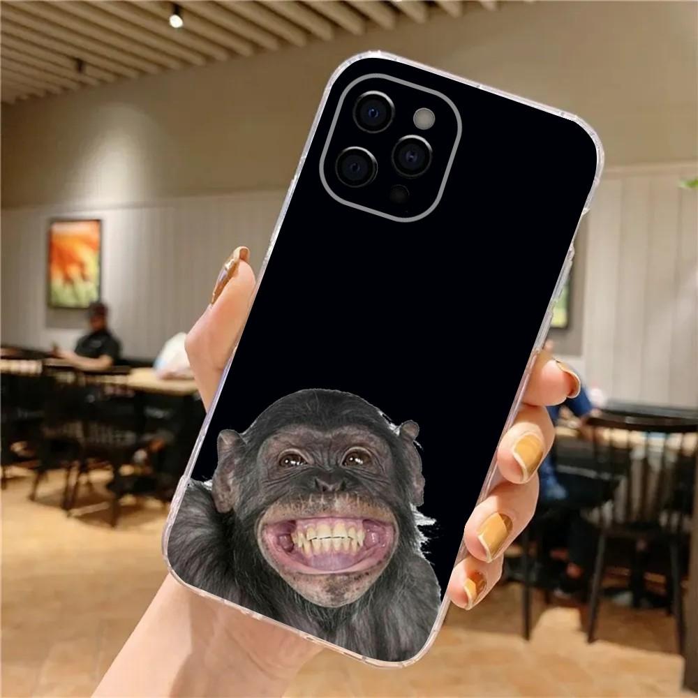 Monkey Sipping Caprisun Meme Phone Case For iPhone 15,14,13,12,11 Plus,Pro,Max,XR,XS,X,7,8 Plus,SE,Mini Transparent Soft Cover