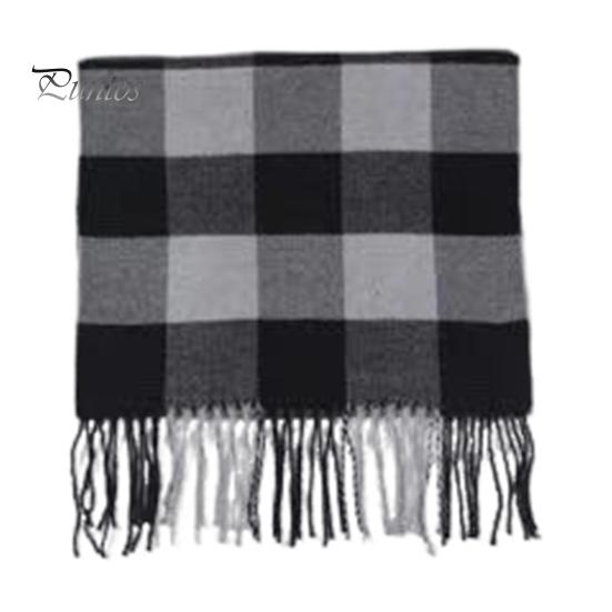 

Мужской шарф с узором в клетку и кисточками, длинный, стильный шарф из искусственного кашемира с термоизоляцией, повседневная одежда