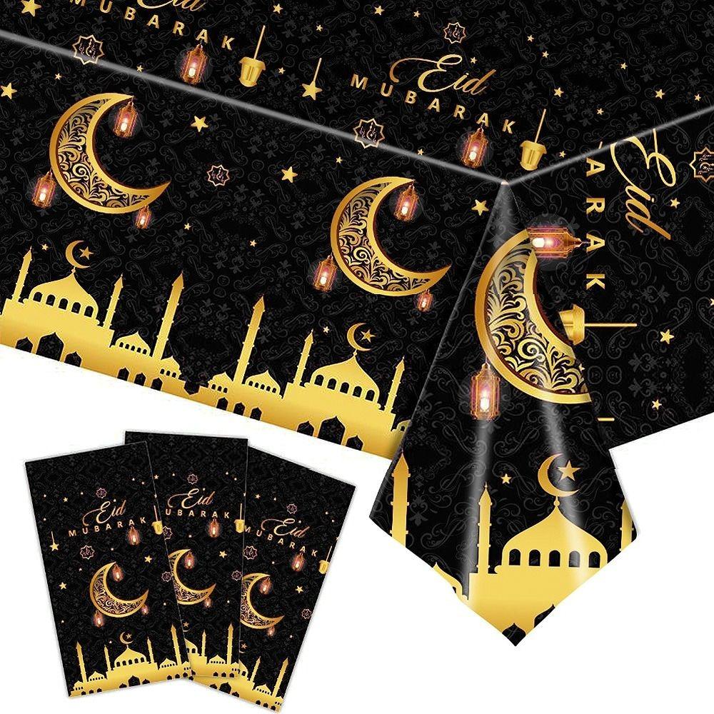 Disposable Eid Mubarak Tablecloths Plastic Table Cover 2025 Ramadan Decoration  Party Supplies
