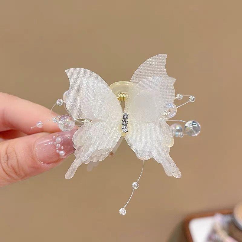 Fairy Butterfly Tassel Claw Clip – Transparent White Mori Style Hair Accessory