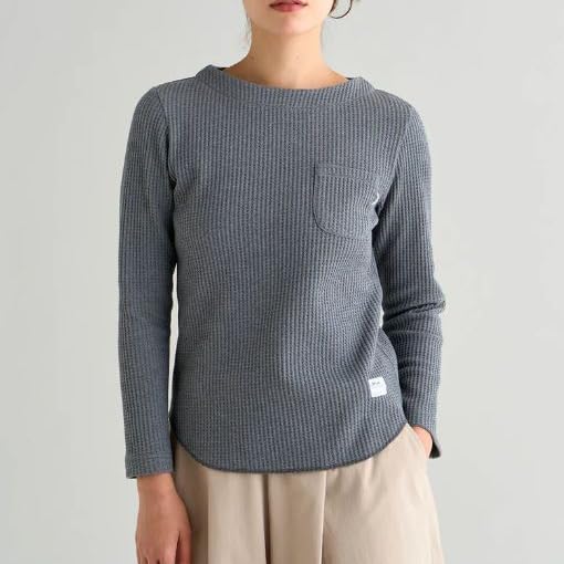 NANGA Eco Hybrid Waffle Boat Neck Long Sleeve Tee (Women's) WM Size Black