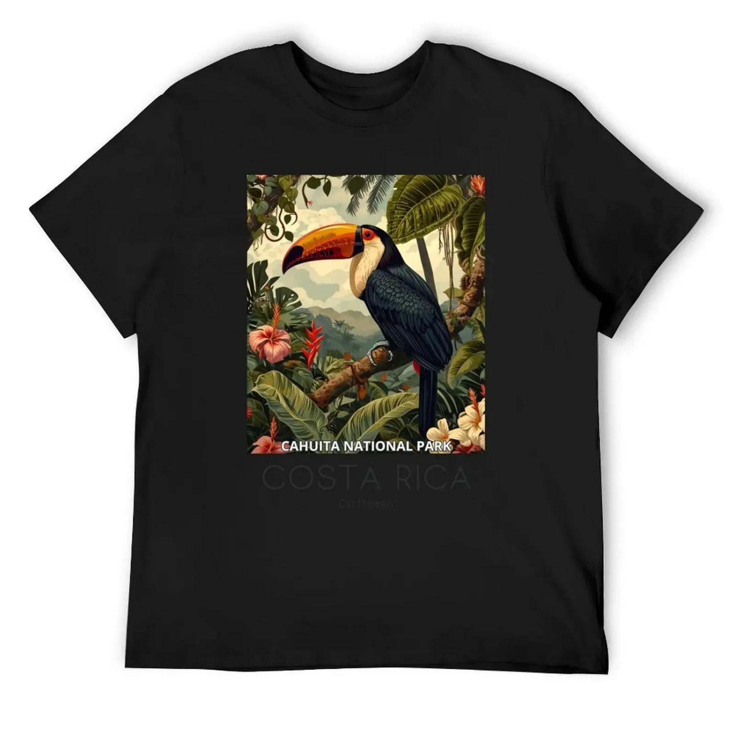 

A Vintage Travel Illustration of Cahuita National Park - Costa Rica T-Shirt plain topping Short sleeve tee mens designer clothes XXXXXL різнокольоровий