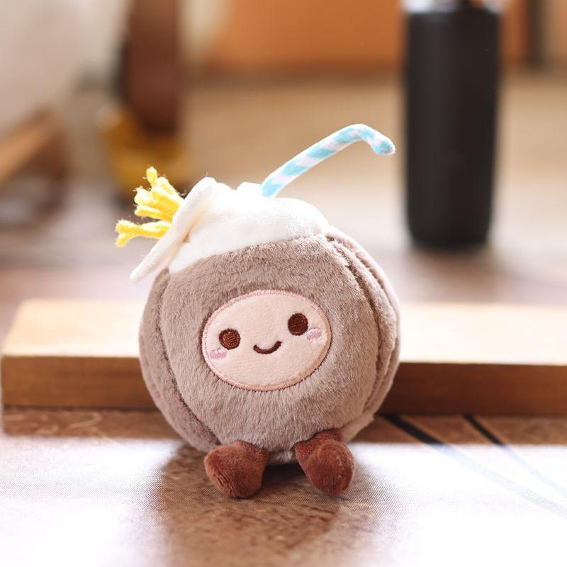 

Cute Plush Coconut Keychain Toy Doll Keyring Pendant Backpack Decoration Gift коричневый