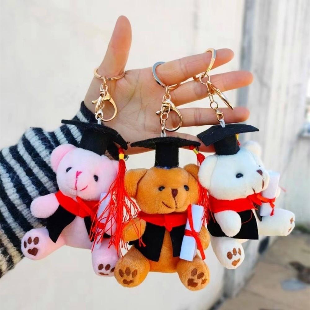 Soft Stuffed Graduation Bear Plush Toy 12cm Bear Pendant Cartoon Dr Bear Doll Graduation Gift