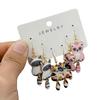 Set of 3 Cartoon Cat Ear Studs Animal Shaped Earrings Stylish Dangle Drop Earrings for Women and Girls Party Jewelry